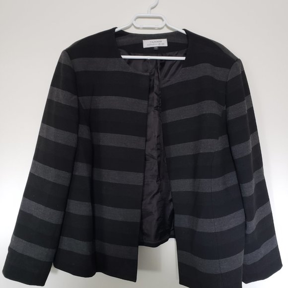 Tahari Grey and Black Stripped Suite Jacket - Picture 2 of 3